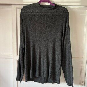 Perry Ellis Men's Crew Pullover Top Size XL Gray Ribbed Fabric Silk Cotton Blend